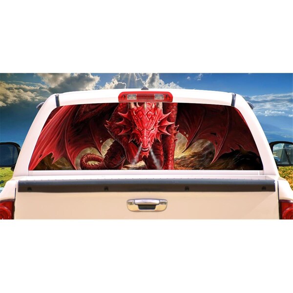 Entretenimiento Angry Dragon Rear Window Graphic Truck View Thru Vinyl Back Decal EN2678324 - main